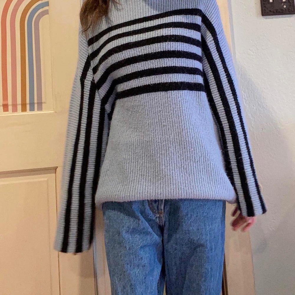 Blue and black striped sweater